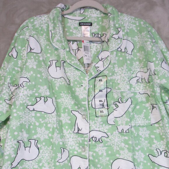 NWT Joe Boxer Flannel 2 Pc Pajama Set Women’s Green Animal Print Long Sleeve XL - Picture 2 of 11
